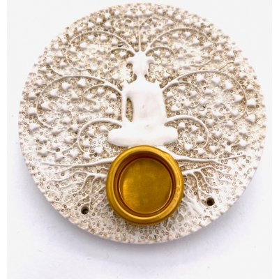 Mani Bhadra Stojánek na vonné tyčinky a kužely Tree of Life Meditace bílý Ø 9 cm – Hledejceny.cz