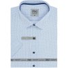 Pánská Košile AMJ pánská košile bavlněná krátký rukáv regular fit VKBR1278 bílá s modrými čárkami