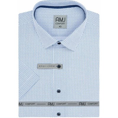 AMJ pánská košile bavlněná krátký rukáv regular fit VKBR1278 bílá s modrými čárkami