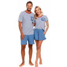 Family Trip pánské pyžamo krátké s pruhy modré