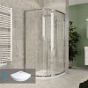 Pevné stěny do sprchových koutů Mereo Sprchový set z Kory Lite, čtvrtkruh, 90 cm, bílý ALU, sklo Grape a vysoké SMC vaničky