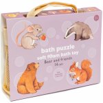 Petit Monkey Pěnové dětské puzzle do vany Bear and Friends 16 ks fialová barva plast – Zboží Dáma