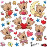 AG Design Samolepky na zeď Medvídci Love Print film, 30x30 cm – Zboží Mobilmania