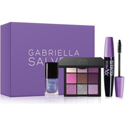 Gabriella Salvete Violet odstín Black řasenka xXpress Volume & Long Curl Mascara 11 ml + paletka očních stínů Diamante Eyeshadow Palette 9 g Violet + lak na nehty Longlasting Enamel 11 ml dárková sada