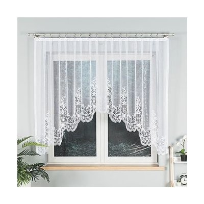 Dekorační oblouková krátká záclona na žabky BERENIKA bílá 330x140 cm MyBestHome – Hledejceny.cz