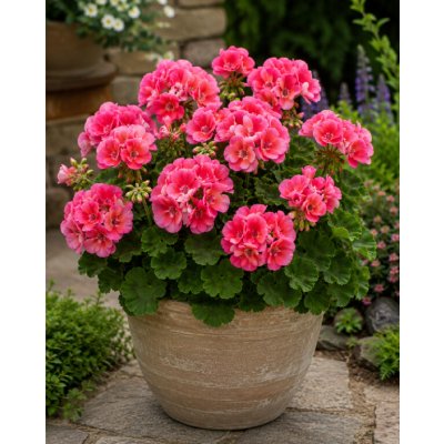 Muškát, pelargonie páskatá klasická 'Strawberry Splash' v květináči – Zboží Dáma