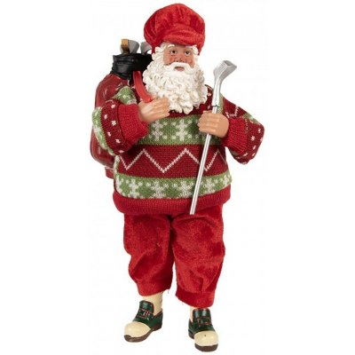 Clayre & Eef Červená vánoční figurka Santa Claus s golfovou holí - 15*10*28 cm – Hledejceny.cz