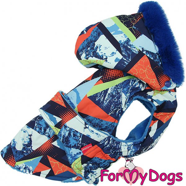 Oblečky na psa FOR MY DOGS Zimní bunda MOUNTAINS multicolor