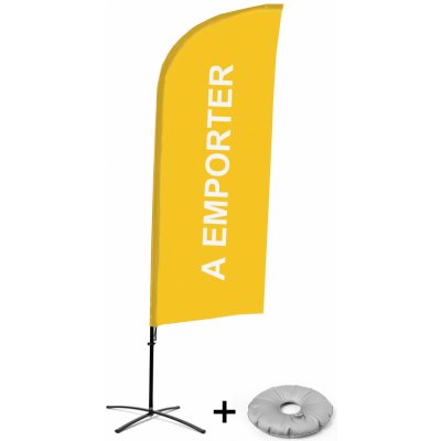 Jansen Display Kompletní sada reklamní vlajky ve tvaru křídla, Take away, francouzština Křížová Základna, 1273 x 3030 mm – Zboží Živě