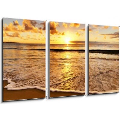 Obraz 3D třídílný - 90 x 50 cm - beautiful sunset on the beach krásný západ slunce na pláži – Zboží Mobilmania