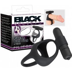 Black Velvet vibrační kroužek na penis a varlata