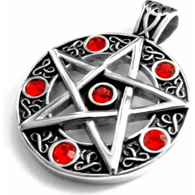 Steel Jewelry Přívěsek pentagram červený krystal z chirurgické oceli PR171025 – Zboží Mobilmania