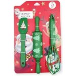 Dortisimo Cukrářská sada stěrka, váleček a šlehací metla zelená s vánočním motivem (3 ks) – Zboží Dáma