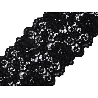 Elastická krajka / vsadka / běhoun šíře 15 cm, střední, 4 černá – Zboží Dáma
