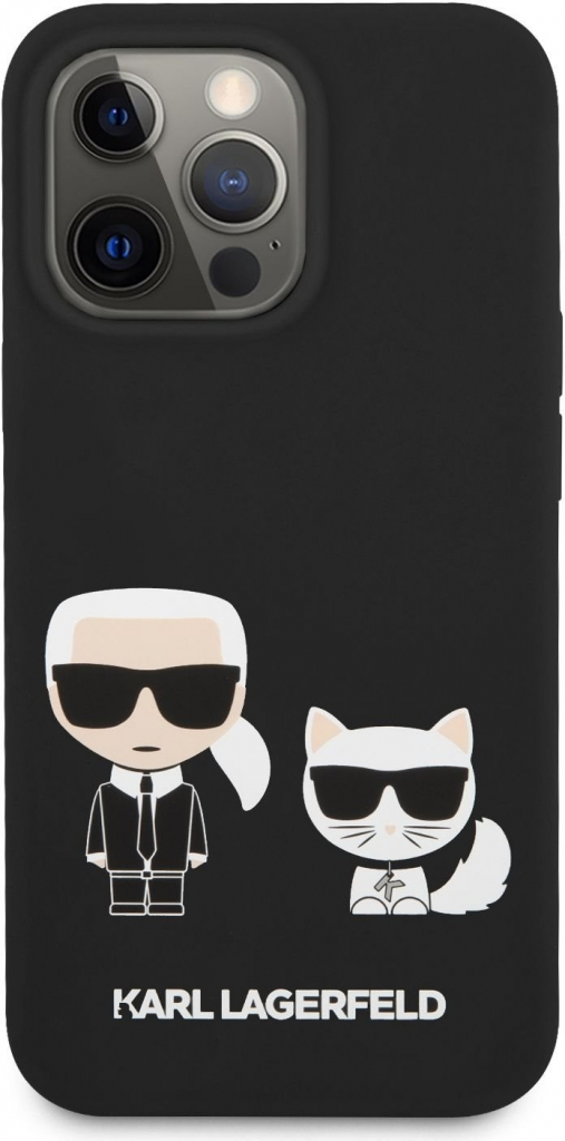 Pouzdro Karl Lagerfeld and Choupette Liquid Silicone iPhone 13 Pro Max černé