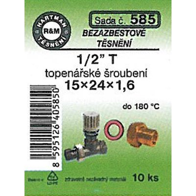 HARTMAN těsnění bezazbestové 1/2" T 15*24 topenářské šroubení, sada č. 585 – Hledejceny.cz
