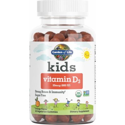 Garden of Life Vitamin D3 pro děti v gumídcích 60 kusů pomeranč