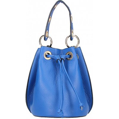 Kožená kabelka ve tvaru pytle 5319 Azurově modrá
