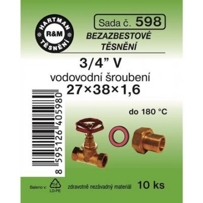 HARTMAN těsnění bezasbestové 3/4" 27*38mm, sada č. 598 – Zboží Mobilmania