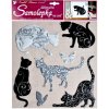UNIPAP Samolepící dekorace 10228 kočky se stříbrným dekorem, rozměry 38x31 cm 161829
