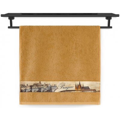 Veba ručník NORA tisk město Praha okrová 50 x 100 cm – Sleviste.cz