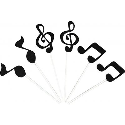 Zápichy do dortu - Sada 6 ks - Noty a houslové klíče - Černé – Hledejceny.cz