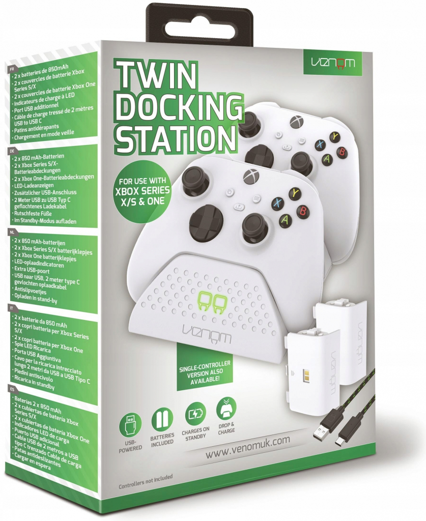 VENOM VS2871 Xbox Series S/X & One White Twin Docking Station + 2 baterie