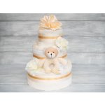 PASTELL Decor Třípatrový plněný plenkový dort neutrální - krémový 2 - Miminko váží 3 - 6 kg 62/68 - Miminku jsou 3 - 6 m – Zboží Dáma