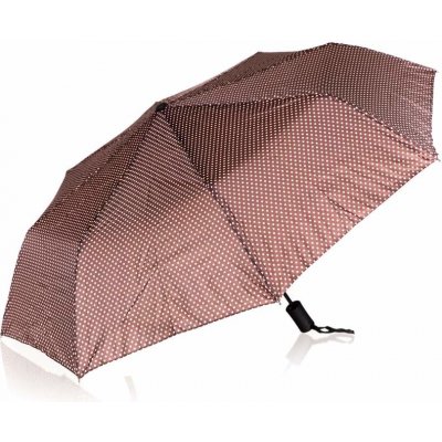 Deštník skládací hnědý s puntíkem