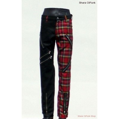 Punk kalhoty + KÁRO SE ZIPY pánské ČERNÁ ČERVENÉ – Hledejceny.cz