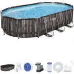 Bestway Power Steel Oval Wood 6,10 X 3,66 X 1,22 M 5611R – Zboží Dáma