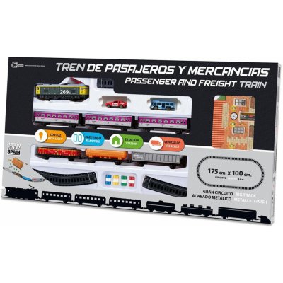Pequetren 900 Vlak (2v1) se dvěma soupravami - 3 osobními a 3 nákladními vozy, stanicí a autíčky