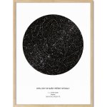 Hvězdná mapa vašeho životního okamžiku Rozměr plakátu: 40 x 50 cm, Barva pozadí: Ilustrovaná - bílá, Volba rámu: Bílý dřevěný rám – Zboží Dáma