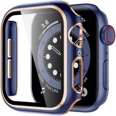 AW Lesklé prémiové ochranné pouzdro s tvrzeným sklem pro Apple Watch Rozteč: 38mm, Barva: Modré tělo / zlatý obrys IR-AWGW-0030 – Zbozi.Blesk.cz