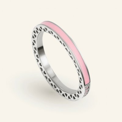 SilveAmo Stříbrný prsten Dívčí s růžovým zirkonem a smaltem K2FR1391 15 5