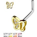 Piercingate piercing do nosu s motýlkem PNO00248 čirá – Zboží Mobilmania