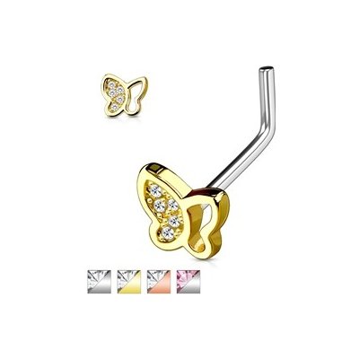 Piercingate piercing do nosu s motýlkem PNO00248 čirá – Zboží Mobilmania