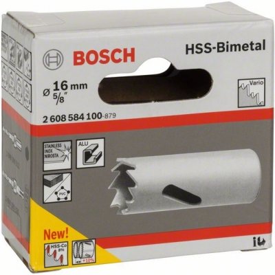 Pilová vrtací korunka - děrovka na kov, dřevo, plasty Bosch HSS - BiM pr. 16mm, 5/8" (2608584100) – Zboží Mobilmania