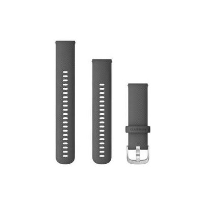 Garmin řemínek vívoactive4 Quick Release 22mm, silikonový tmavě šedý, stříbrná přezka GAR_010-12932-20