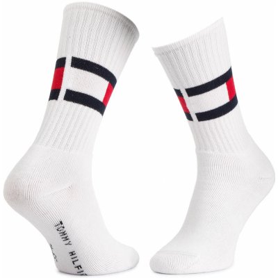 Tommy Hilfiger Značkové luxusní sportovní ponožky 481985001 TH Flag 1p bílá – Zboží Mobilmania