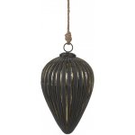 Clayre & Eef Černozlatá vroubkovaná skleněná vánoční ozdoba M - Ø 14*20 cm – Hledejceny.cz
