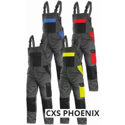 Canis CXS Phoenix CRONOS Pracovní kalhoty s laclem šedo-černá – Zboží Mobilmania