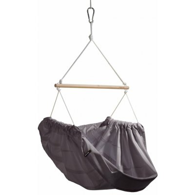 Závěsné houpací křeslo šedé HOJDAVAK MAXI s polštářkem, Lano bílé - Indoor tkanina – Zboží Dáma