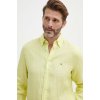 Pánská Košile Tommy Hilfiger lněná košile regular s límečkem button-down MW0MW34602 žlutá