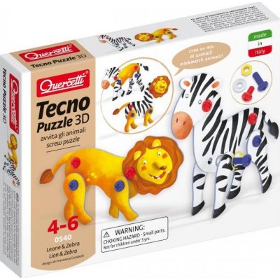 Quercetti Tecno Puzzle 3D - lev a zebra 0540 – Zbozi.Blesk.cz