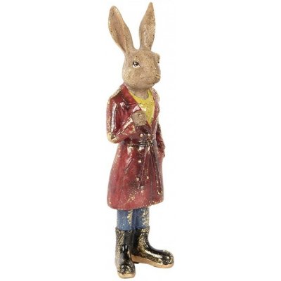 Dekorace králíček s červeným kabátem - 8*6*25 cm - Clayre & Eef – Hledejceny.cz