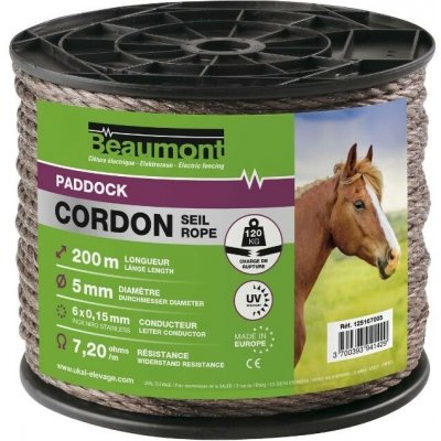 BEAUMONT Ohradníkové lanko Paddock hnědé 5mm – Hledejceny.cz
