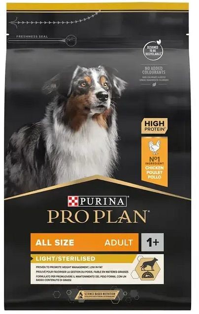 Purina Pro Plan All Sizes Adult Light Sterilised kuře 3 kg