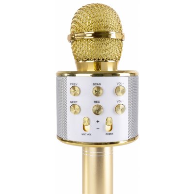 MAX KM01 Karaoke mikrofon s reproduktorem BT a MP3 zlatý – Zbozi.Blesk.cz