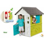 Smoby set domeček Pretty Blue se zasouvací okenicí skluzavka Toboggan XS a dárek elektronický zvonek 310068-2 – Zboží Mobilmania